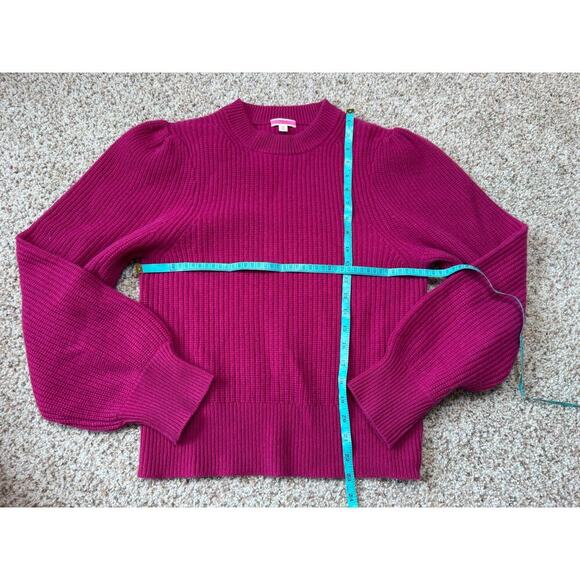 J CREW Sweater, Size women's MEDIUM, 100% Cashmere, Hot Pink; crew neck - Picture 5 of 9